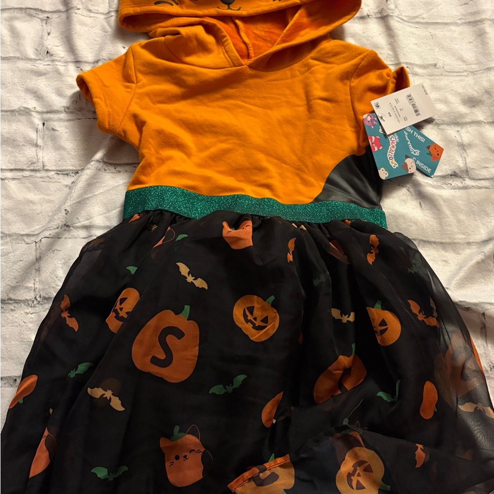 Squishmallows Orange and Black girls dress 4/5 Halloween new